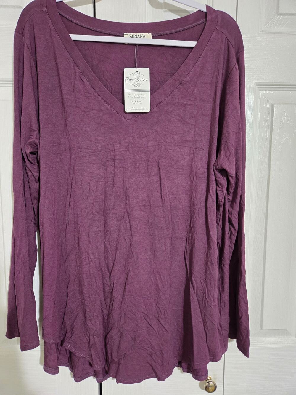 Zenana 3x women's purple long sleeve shirt new with tags